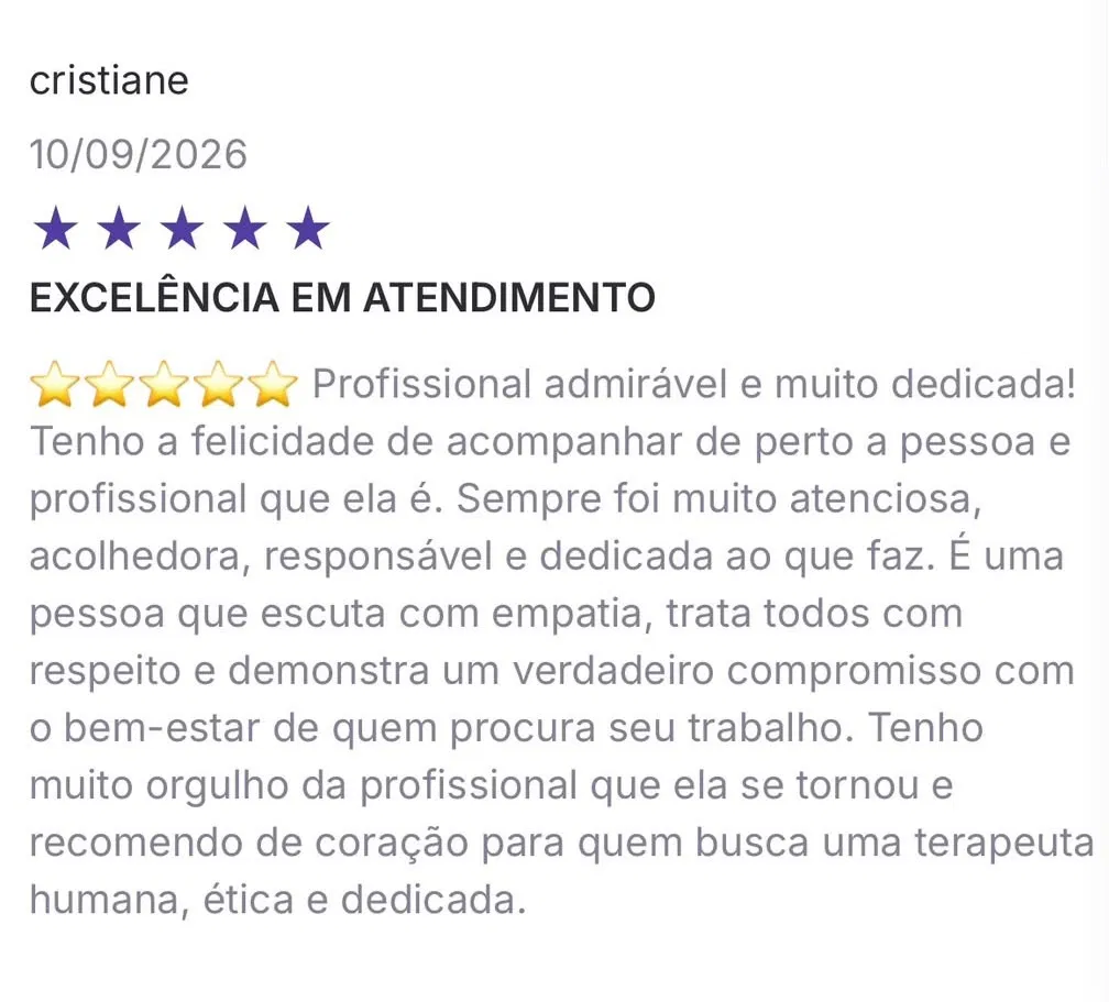 Avaliação de paciente sobre o atendimento de Fernanda Marttinez