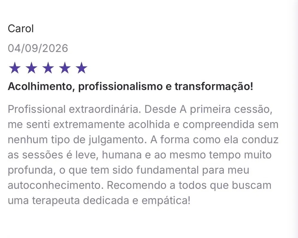 Avaliação de paciente sobre o atendimento de Fernanda Marttinez